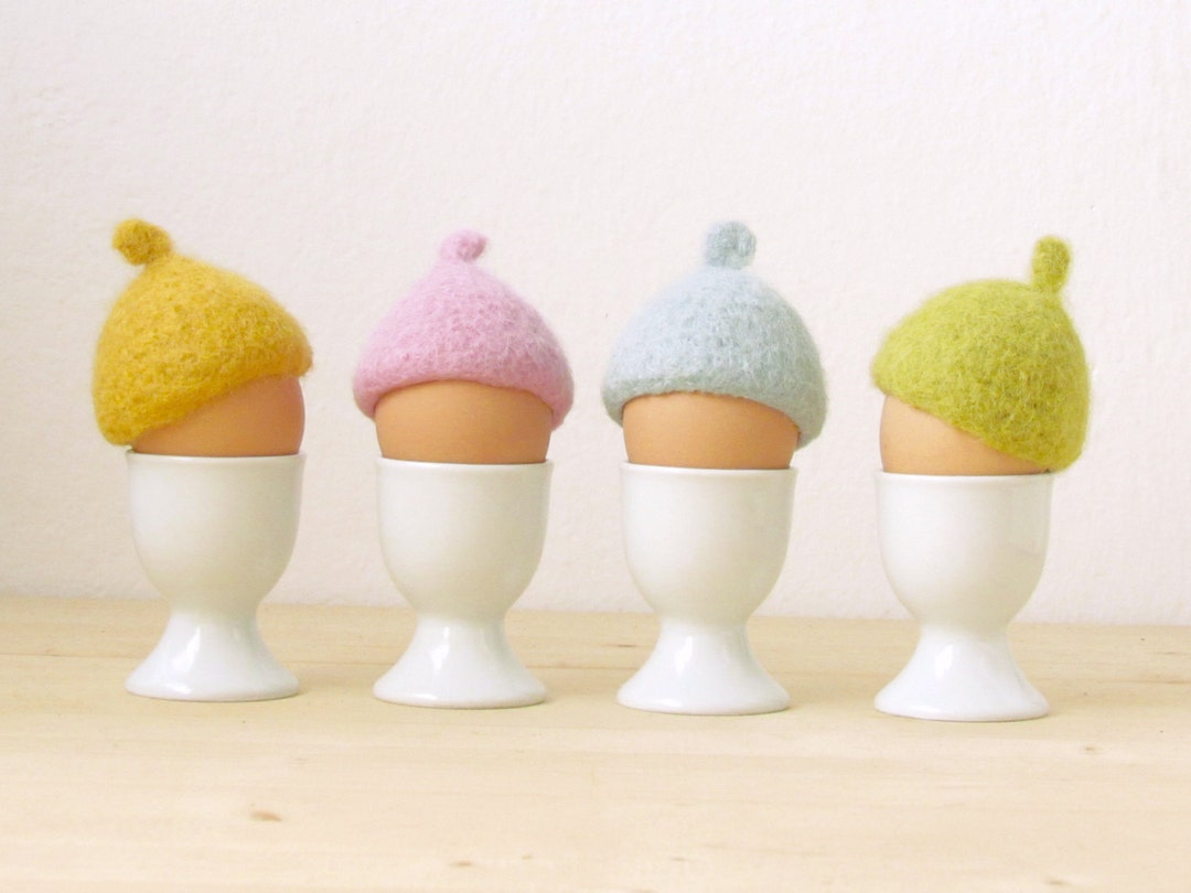Felt Egg Cozy Egg Warmers, Egg Hats, Easter Spring Decor, Pastel Colors