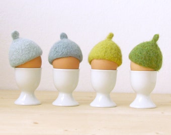 Egg cozy for happy breakfast, Holiday table decor, Egg warmers, felt Egg hats, House warming gift, Mother day gift for mom - Set of 4