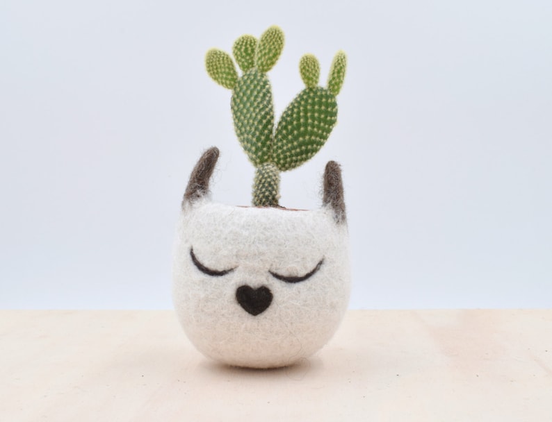 Siamese cat lovers 7th Anniversary gift for her, home decor, pet lover, Mini succulent planter, Cat planter, Small pot, Valentine gift image 3