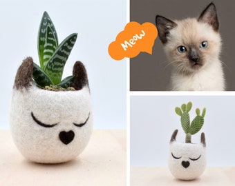 Cat lover gift for her, unique Mother's Day gift, Succulent planter, Siamese cat
