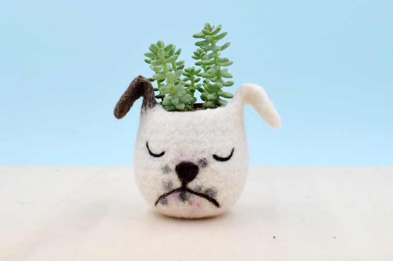 Dog lover gift, bulldog, Personalized gift, Pet gift, Christmas gift for her, succulent planter, Cactus planter gifts, dog planter, dog vase image 1