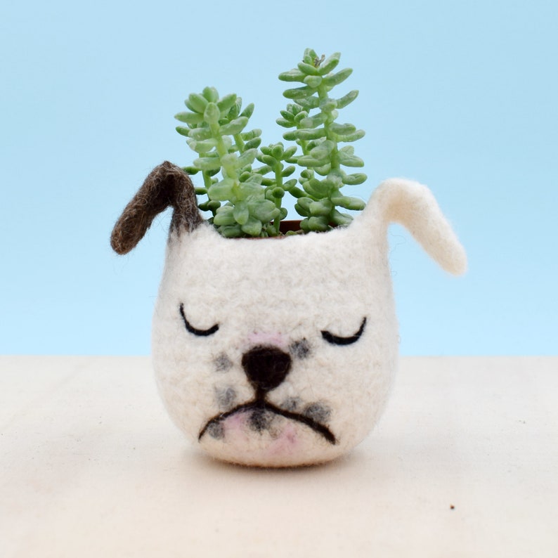 Dog lover gift, bulldog, Personalized gift, Pet gift, Christmas gift for her, succulent planter, Cactus planter gifts, dog planter, dog vase Marvin the bulldog