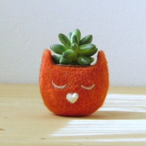 Personalized planter / Cat / Small succulent pot / Felt succulent planter / cat lover gift image 2