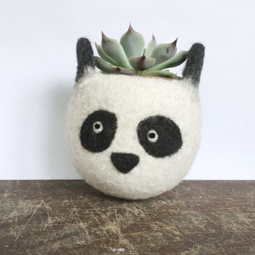 Cute panda planter | Animal planter,  Cactus little vase, mini plant container, desk decoration, panda lover, birthday gift for her