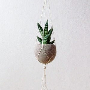 Vertical garden planter, Hanging planter, Macrame plant hanger, Beige Felt planter, air plant vase, Boho home decor, unique Christmas gift