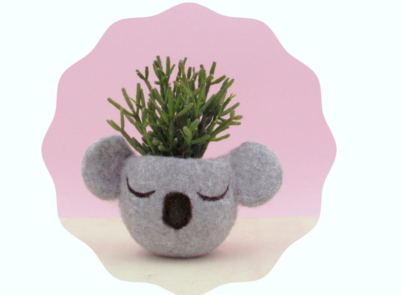 Koala bear windowsill succulent planter Mother day gift for animal lover, Cute plant pot, Handmade gift for mom, unique planter image 2