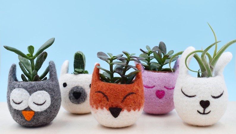 Fox planter, Animal planter, Cactus pot, kawaii kitsune vase, Succulent planter, Fox lover gift, Mother's Day gift for her image 2