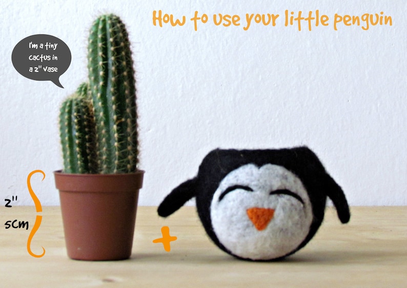 Happy penguin planter Succulent and plant lover gift, cactus planter, mini planter, office decor, gift for her image 4