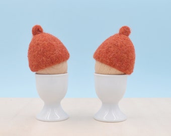 Felt egg cozy in copper color | 7th anniversary gift, Valentine table decoration, egg hats, Housewarming gift, table decor - Set of two