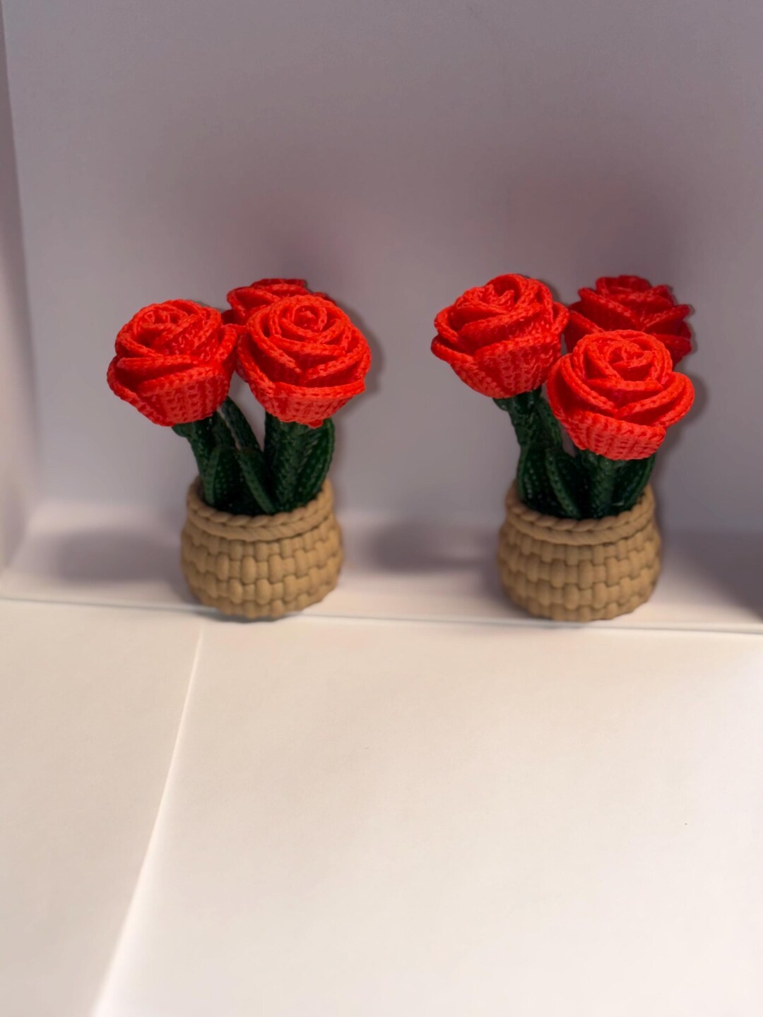Petg Roses 3d Printed Rose(3) in a Real Wood Printed Pot “knitted” Design Out of ...