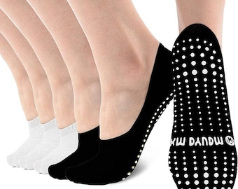 No Show Socks for Women with Grips - 3 Pack, Non Slip No Show Sock Pack, Yoga Socks, Anti Slide Socks, No Show Socks, Pilates Socks, Socks