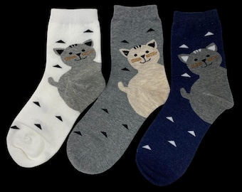 Amazing quality cute cat socks (pack of 3), cat lovers, cat socks, gifts for cat lovers, cat lover gift, cats, fun cat socks, cute cat socks