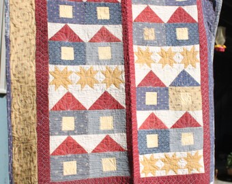 Little blue houses Lap/Baby Quilt