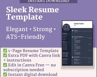 Elegancki szablon CV | Edytowalne profesjonalne CV | Projekt przyjazny dla systemu ATS