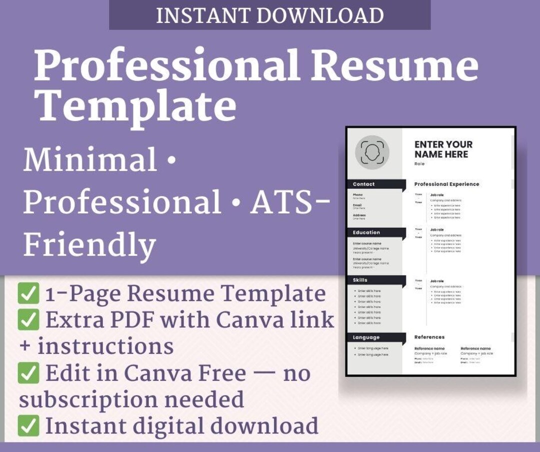 Professional Resume Template | Editable CV for Job Applications | Ats ...
