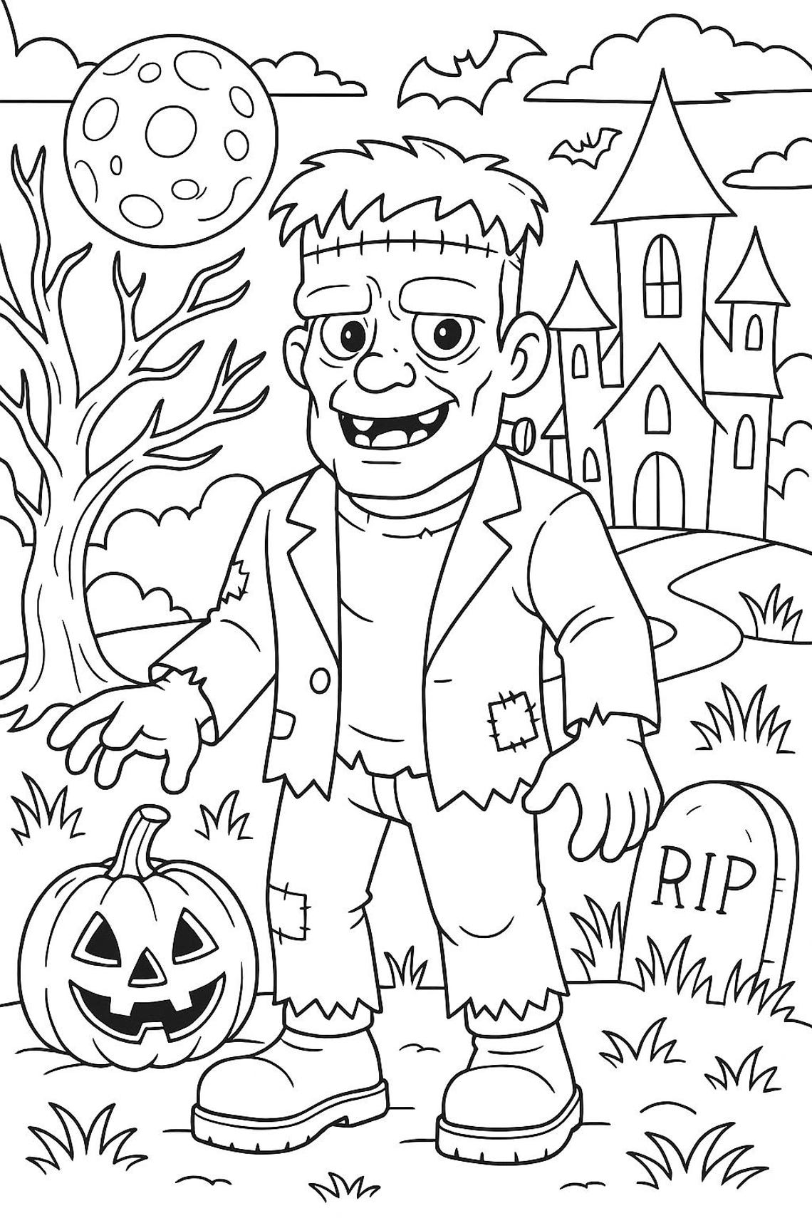 11 Kids Halloween Coloring Pages Witches Ghosts Pumpkins digital 