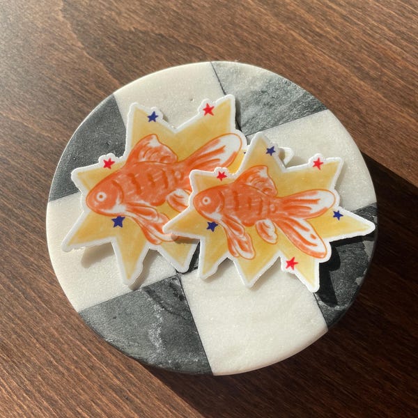 Fish with Stars Sticker with Matte Finish | Waterproof and UV Resistant