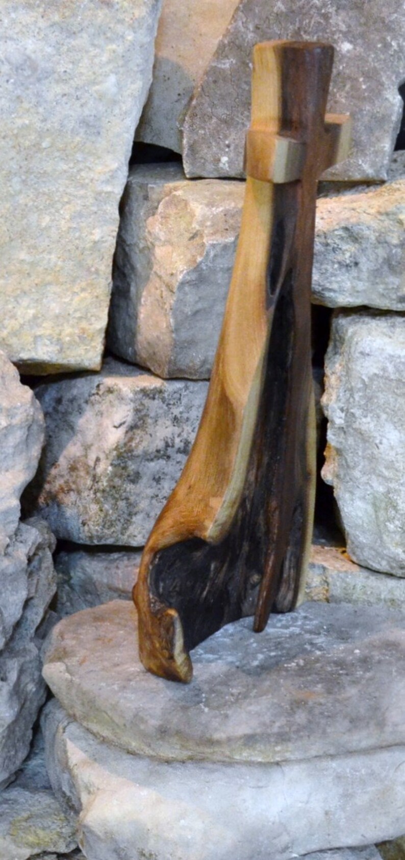 Wood Cross Mantel/Table top Cross Solid Walnut Reversible Etsy