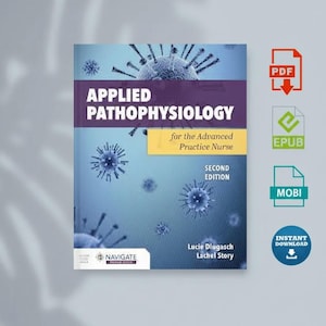 Peut inclure: Un manuel intitulé "APPLIED PATHOPHYSIOLOGY" pour les infirmières praticiennes avancées. La couverture présente un design bleu et violet avec des illustrations de virus. Le livre est la deuxième édition et comprend des options de téléchargement instantané.