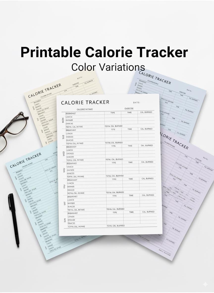 Printable Weekly Calorie Tracker | Food & Exercise Log (A4) - Etsy