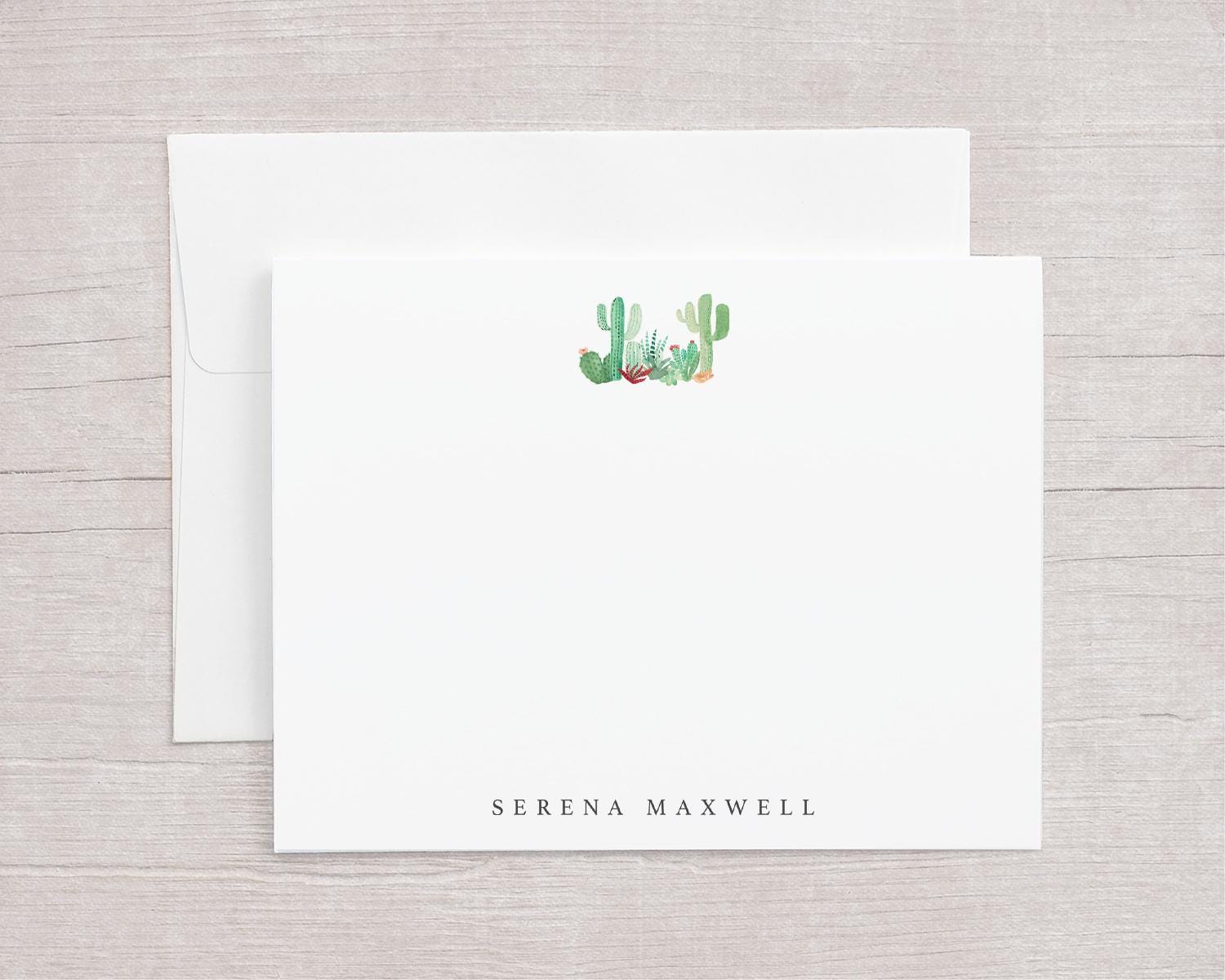 Cactus Stationery, Set of 12 Personalized Note Cards - Etsy