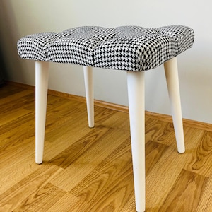 Banco puf con patas de madera, decoración para pasillo, banco de cocina, banco de piano, silla de dormitorio, mueble artesanal