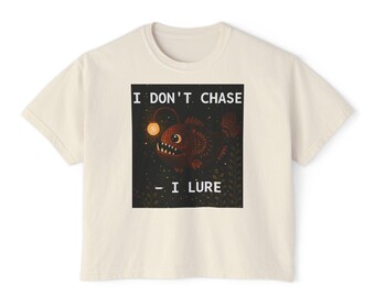 Angler Fish Graphic Tee: Women's Boxy Cotton Fishing T-Shirt