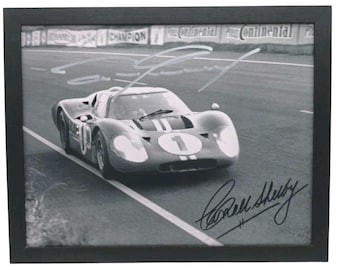 Framed 1967 Le Mans GT40 MKIV – Carroll Shelby & Dan Gurney signed 8.5x11 Reprint