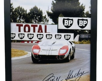 Framed 1966 LE MANs Carroll Shelby Signed Reprint - Ready to display 11x8.5