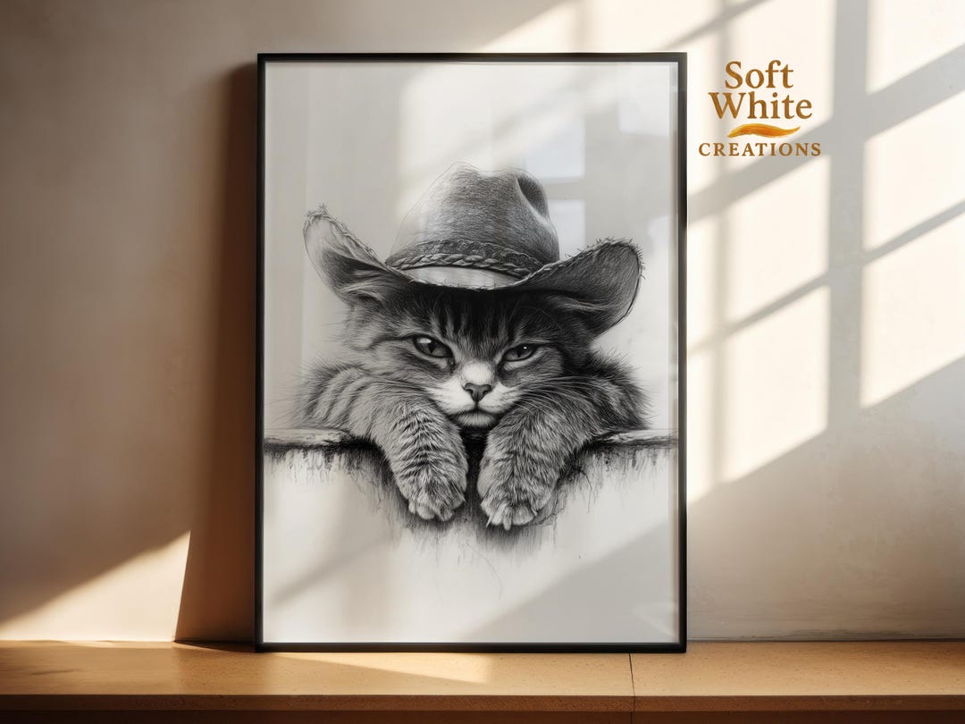 Cowboy Cat | Western Cat | Rustic Country Home Decor - Etsy