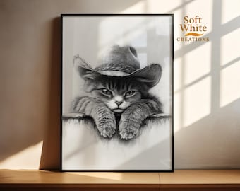 Cowboy Cat | Western Cat | Rustic Country Home Decor