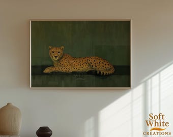 Cheetah Wall Art Print | Elegant Safari Wildlife Painting | Modern Animal Art Decor | Jungle Nursery Art | African Cat Poster