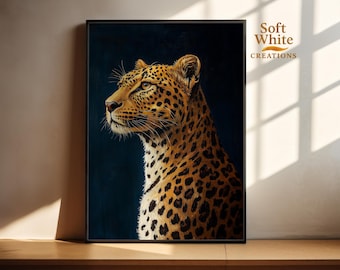 ヒョウの壁アート、キャンバスアート、ヒョウの絵画、大きな猫の壁の