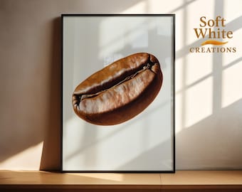 Kaffeebohne Ölgemälde - Realistische Küchen Wandkunst, Kaffee-Liebhaber Geschenk, Rustikales Café Dekor, Barista Kaffeehaus Kunstwerk