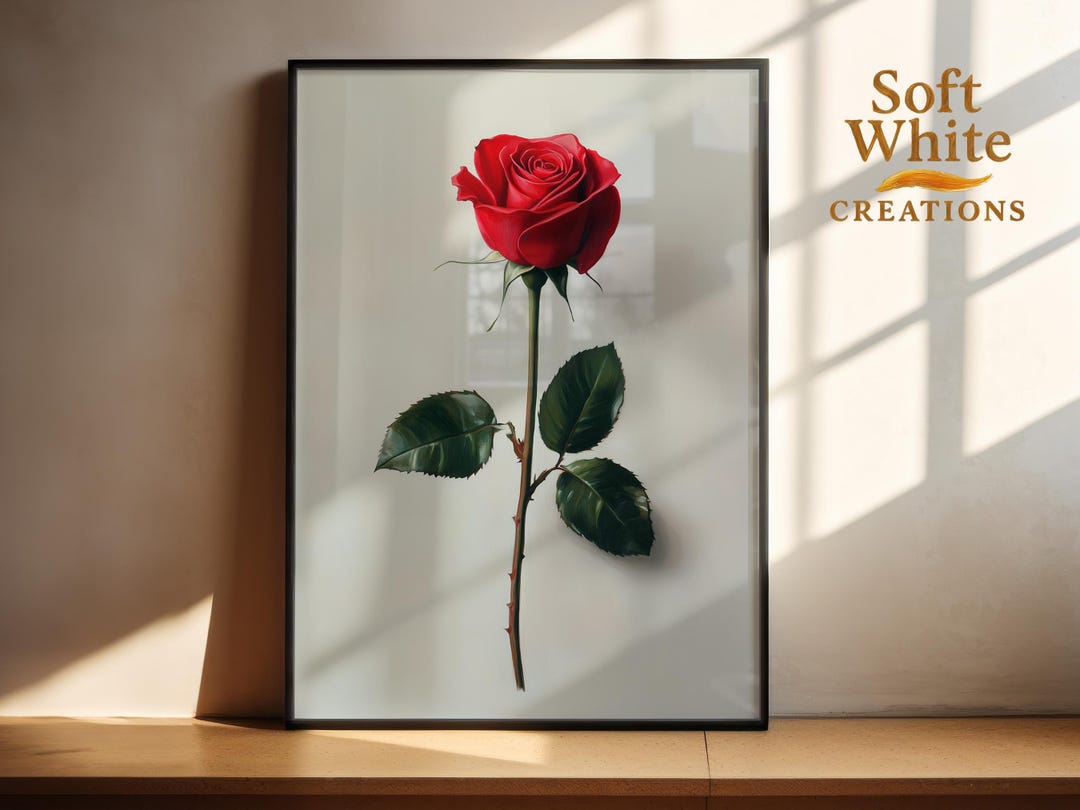 Framed Red Rose Oil Painting | Romantic Floral Wall Art | Elegant ...