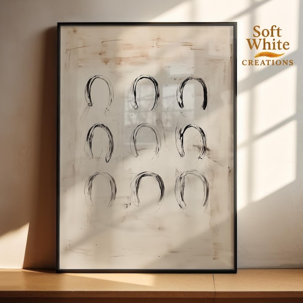 Minimalist Horseshoe Wall Art | 3x3 Horseshoe Print | Western Decor | Rustic Farmhouse Artwork | Lucky Horse Gift