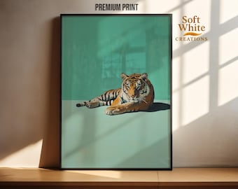 Impresión de arte mural de tigre / Decoración moderna de vida silvestre / Pintura de tigre para decoración del hogar / Arte animal llamativo / Arte de safari en la jungla
