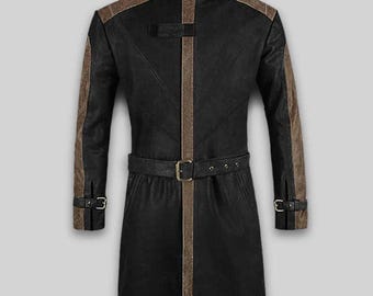 Nappa Leather Long Trench Coat | Aiden Pearce Watch Dogs Style