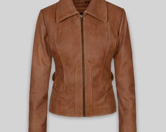 Napa Leather Biker Jacket | Women's Tobacco Brown J.Lo 'Gigli' Style