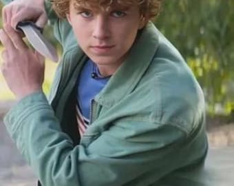 Green Cotton Bomber Jacket - Unisex Hero Cosplay Outerwear - Inspired by Walker Scobell Style