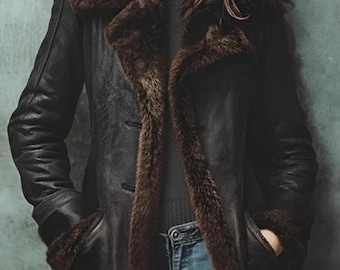 Vintage Shearling Leather Coat for Women | Real Sheepskin Long Winter Coat By Embroz
