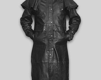 Herren Nappaleder Duster Mantel mit abnehmbarem Umhang