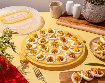 Portable Deviled Egg Carrier: 22-Egg Tray with Lid