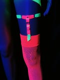 UV Reactive Neon Pink Green Thigh Garter | Rave Music Festival Accessory