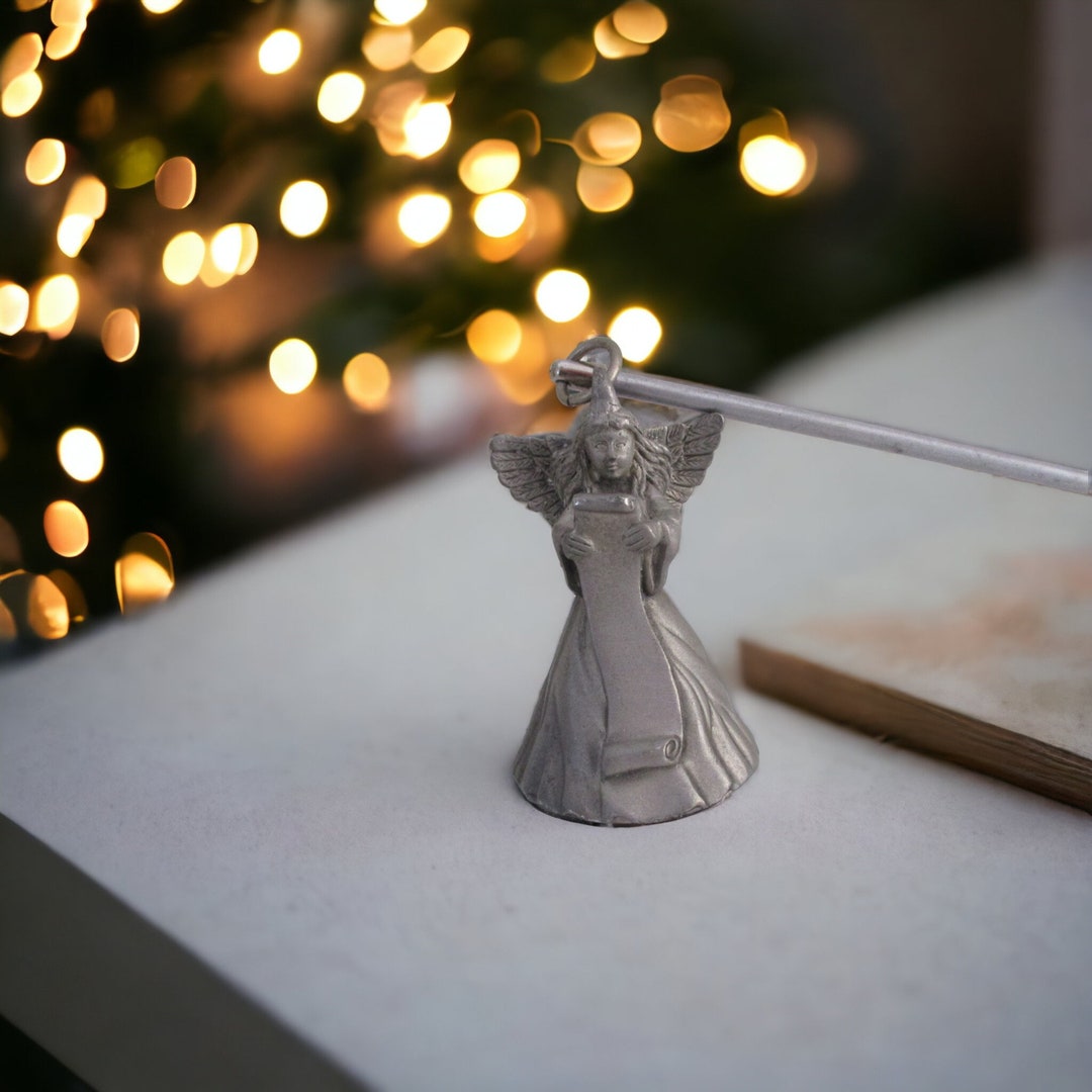 Vintage Party Lite Pewter Angel Candle Snuffer, Christmas Candle