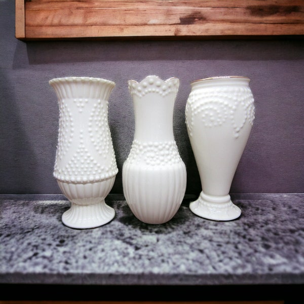 Set of 3 Lenox Beaded Bud Vases