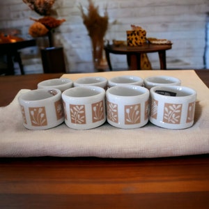 Vintage Town and Country Ceramic Fall Napkin Rings Set of 8, Made in Taiwan