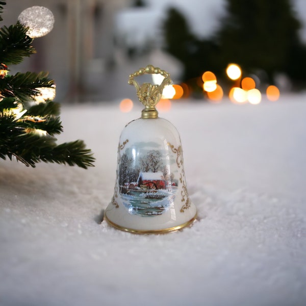 Vintage Currier and Ives by Gorham Fine China 1978 Yule Logs Christmas Bell