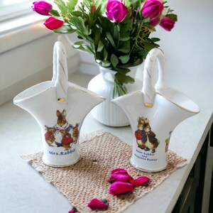 Handled Basket Vases Peter Rabbit by Beatrix Potter Set of 2 in Original Box