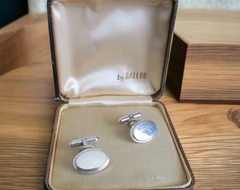 Vintage Sterling Silver Oval Cuff Links by Ballou